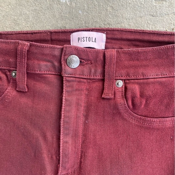 Pistola Coated Denim Maroon Skinny Ankle Jean Size 28 Stretch Casual Spring - Picture 11 of 11